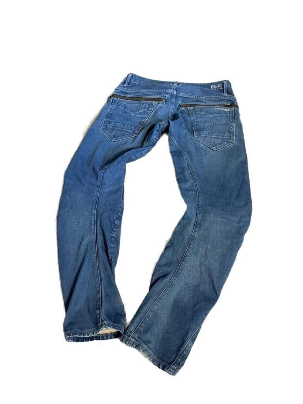G-Star Raw GS 01 Tapered Jeans Size 32x32 Blue Denim with Back Zippers Button Fl